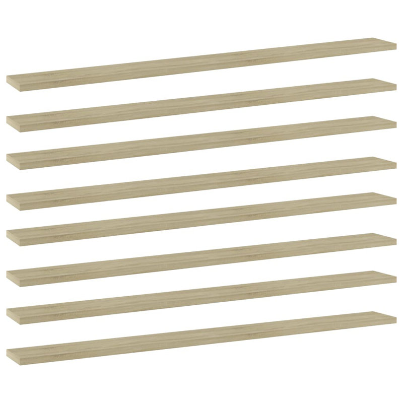 Bookshelf Boards 8 pcs Engineered Wood, (8 Shelves) 0.6" H x 31.5" W x 15.7" D, Oak