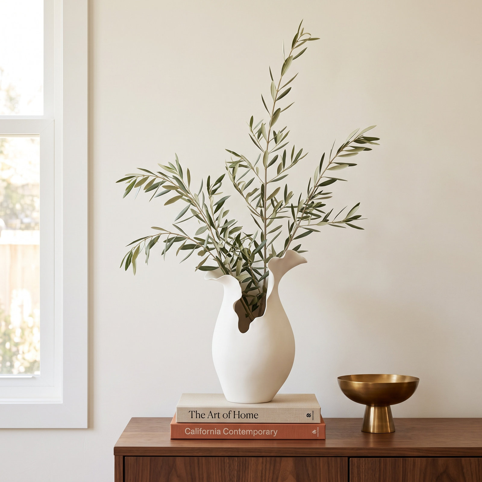 Bia Ceramic Table Vase, 14.8" H x 9.15" W x 9" D, White