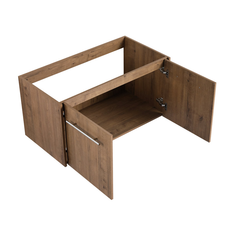 Armoire de salle de bain 36 po avec lavabo en résine, porte à fermeture douce, ustensile moderne, lavabo imitation chêne, instrument à fermeture douce,