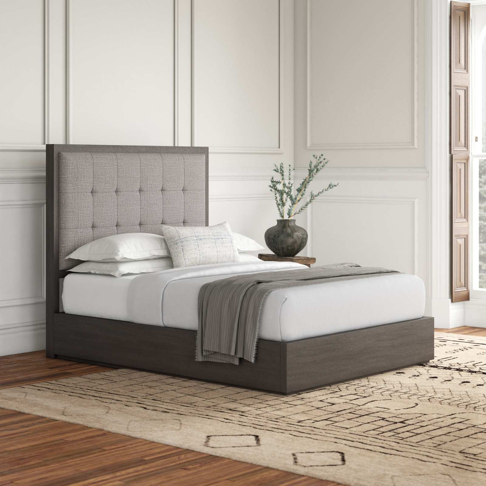 Eloise Upholstered Storage Bed, Full, White