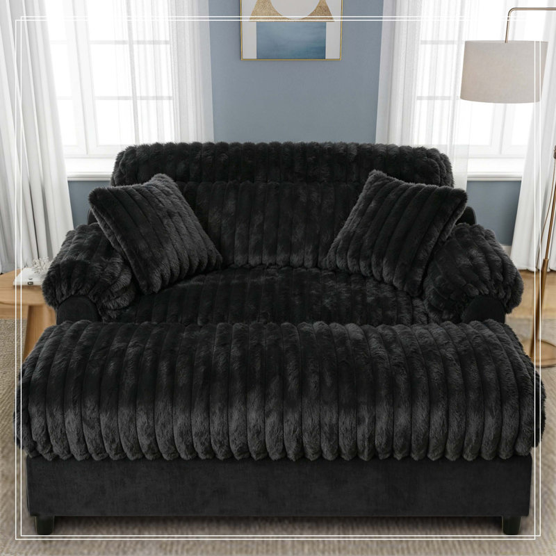 Canapé méridienne moderne 62 po Cloud, Noir