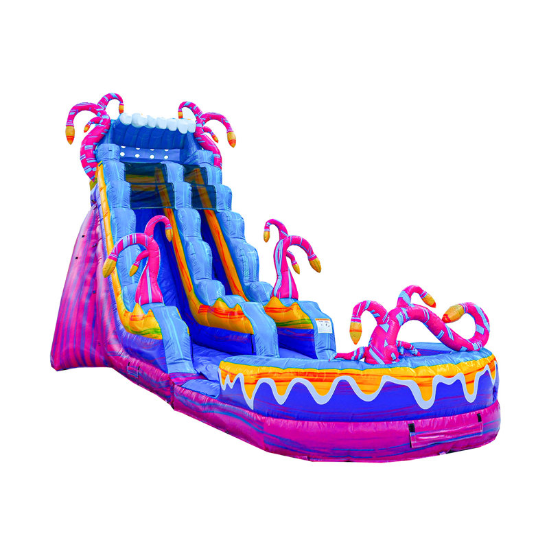 Glissade d'eau gonflable de qualité commerciale avec piscine JumpOrange Mystery Jungle