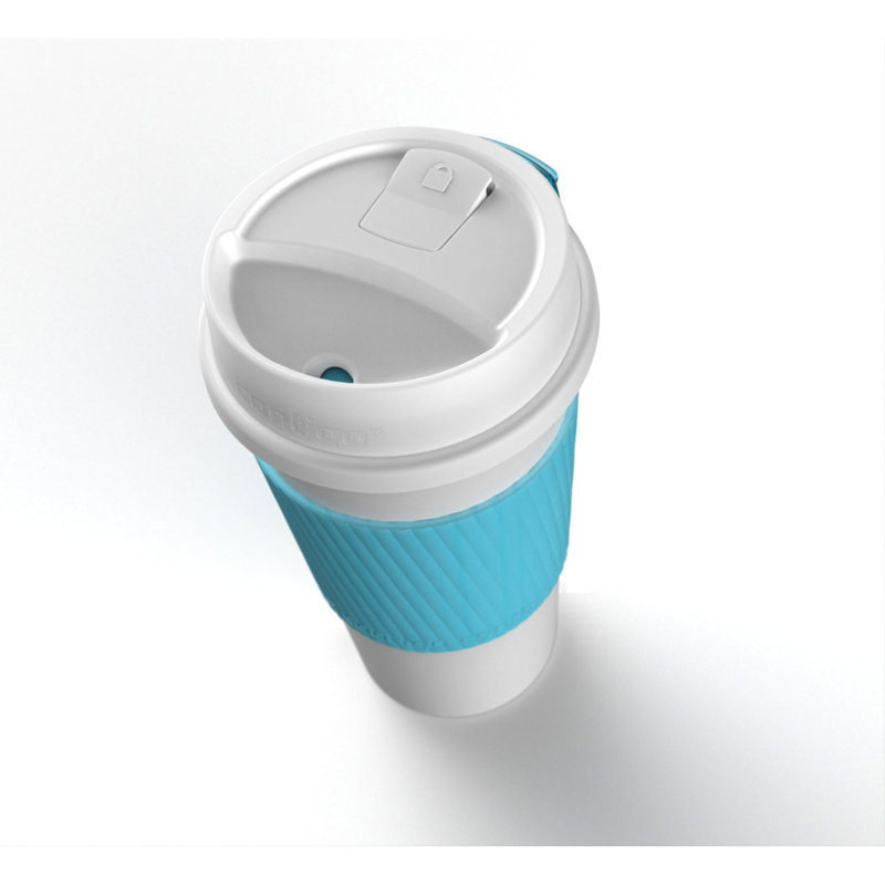 Symple Stuff Travel Mug, White and Ocean