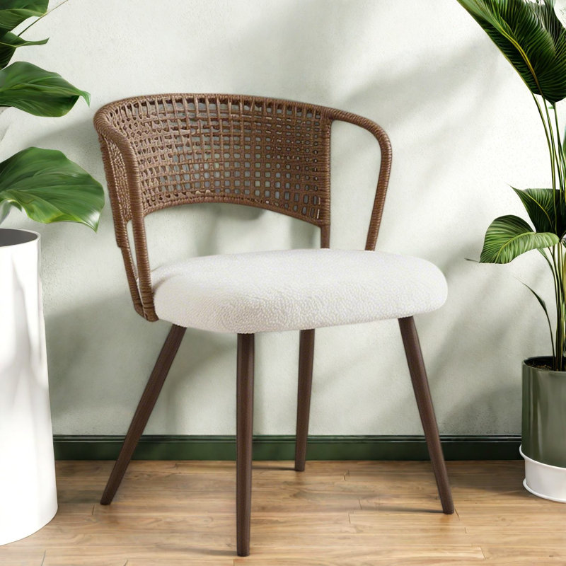 Chaises de salle à manger confortables, style campagnard en rotin et métal pour la cuisine et la maison