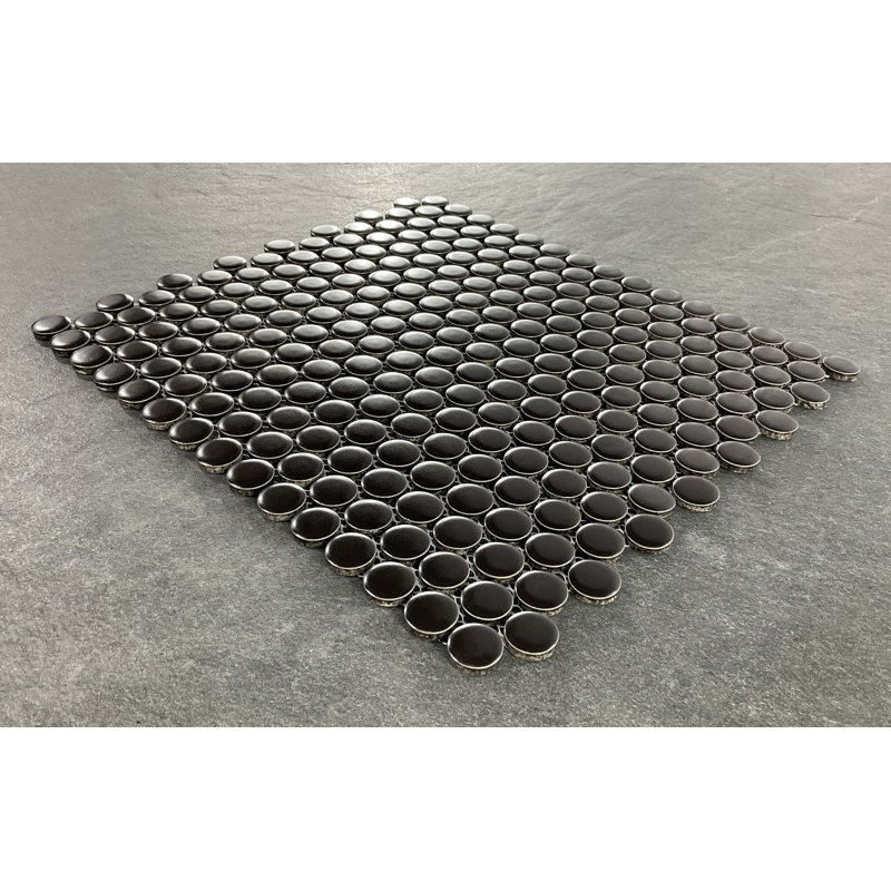 Carreau de mosaïque rond en porcelaine 0,75 "x 0,75", Noir