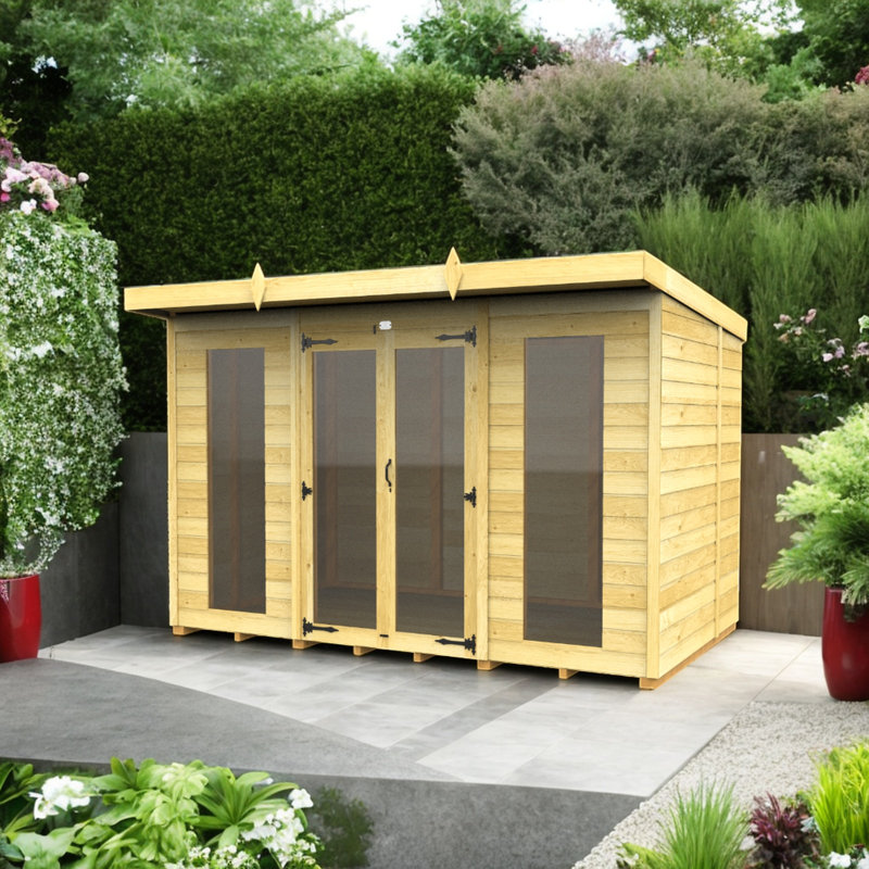 10ft x 8ft Pent Summer House (Full Height Window)