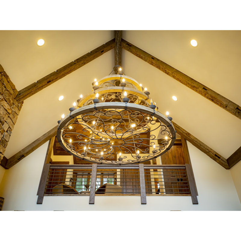 Ridgeline Rustic Wood and Metal Chandelier, 70.86" H x 70.86" W x 70.86" D