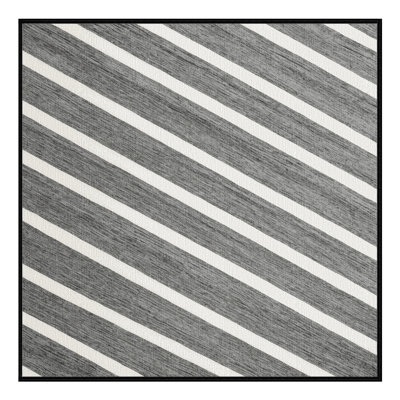 Washable Light Gray White Striped Area Rug