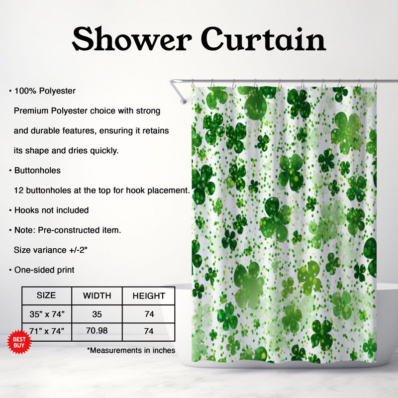 Rideau de douche Spark Clover - Premium, H 74 po x l 71 po