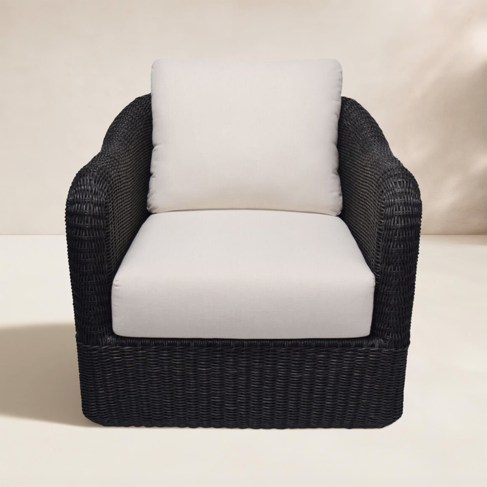 Nahlia Swivel Patio Lounge Chair, Black