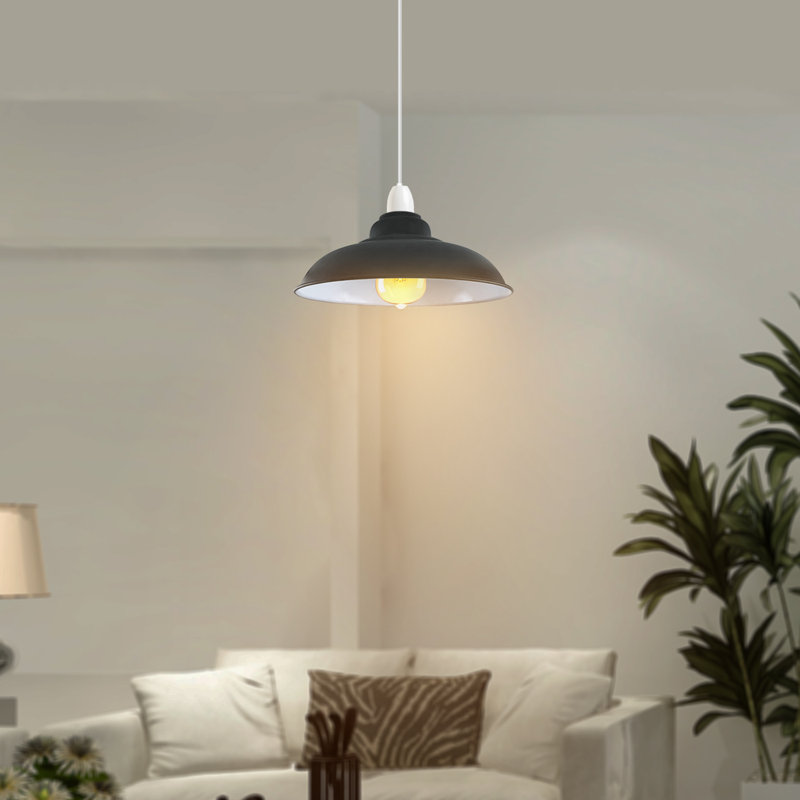 Eutropios 27cm H Metal Bowl Lamp Shade ( Screw On ), Grey