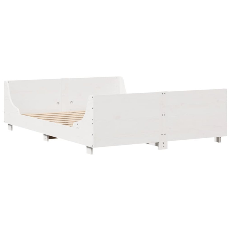 Solid Wood Bed, 120 x 200 cm, White