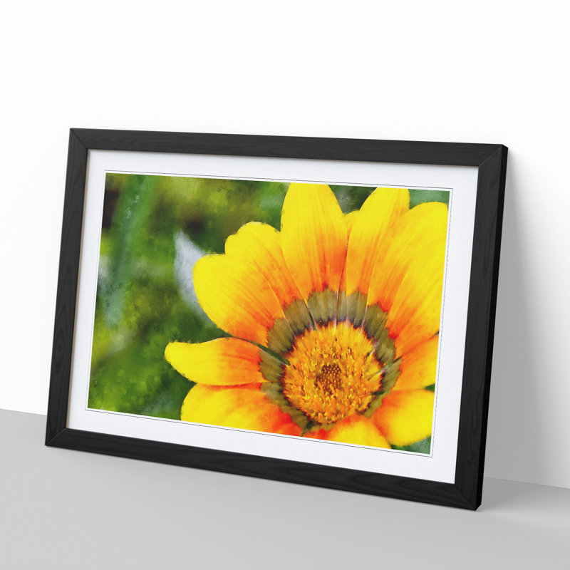 Bright Yellow Flower - Framed Print, 48cm H x 65cm W x 2cm D, Black