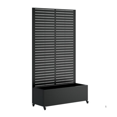 Metal Planter Box Trellis Raised Garden Bed 4 Wheels Privacy Screen Climbing Plants Vegetables Vines