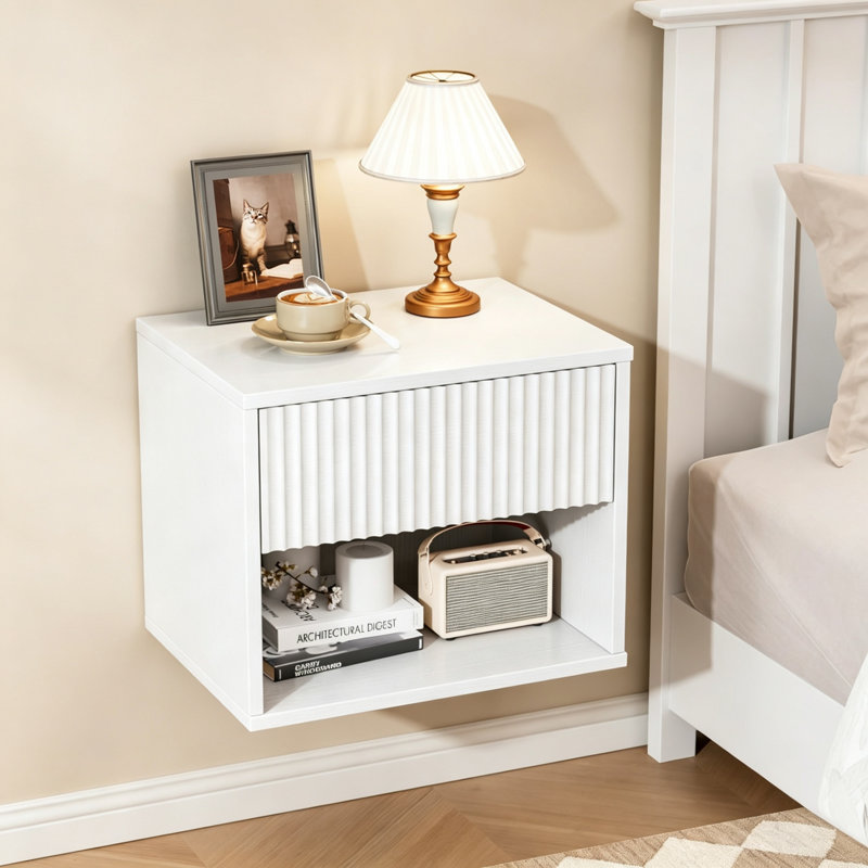 40 cm W Bedside Table, White