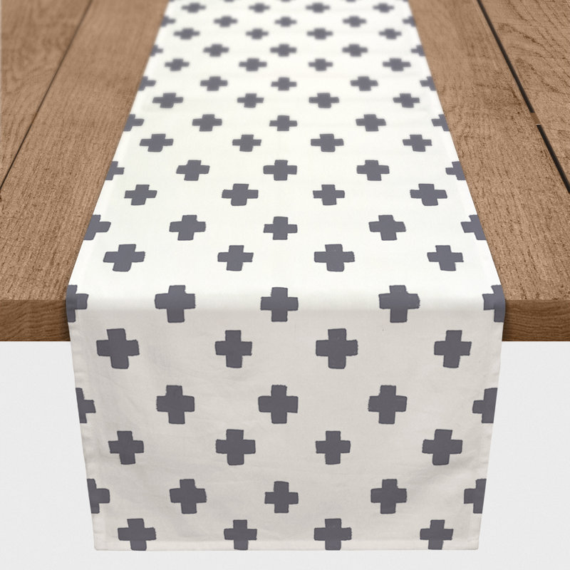 Geometric Table Runner, 90" x 16", Dark Gray