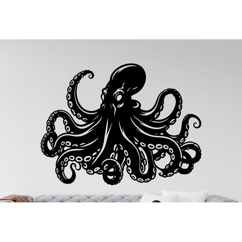 Autocollant de pieuvre tentacules, H 22 po x l 30 po, Noir