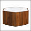 Table basse hexagonale rustique rétro en bois avec 2 tiroirs cachés, alliant charme rétro et fonctionnalité moderne-2146270961-2146270963