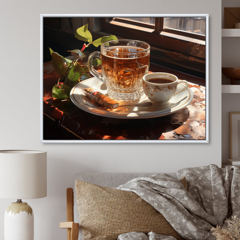 " Cuban Coffee Brown I ", White Floater Framed, 16" H x 32" W x 1" D