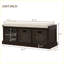 Banc de rangement rustique avec 3 paniers en rotin classiques amovibles pour le vestibule-1459414489