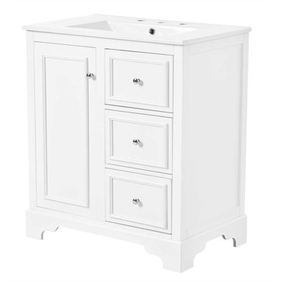 Meuble-lavabo de 30 pouces avec lavabo en céramique et 3 tiroirs
