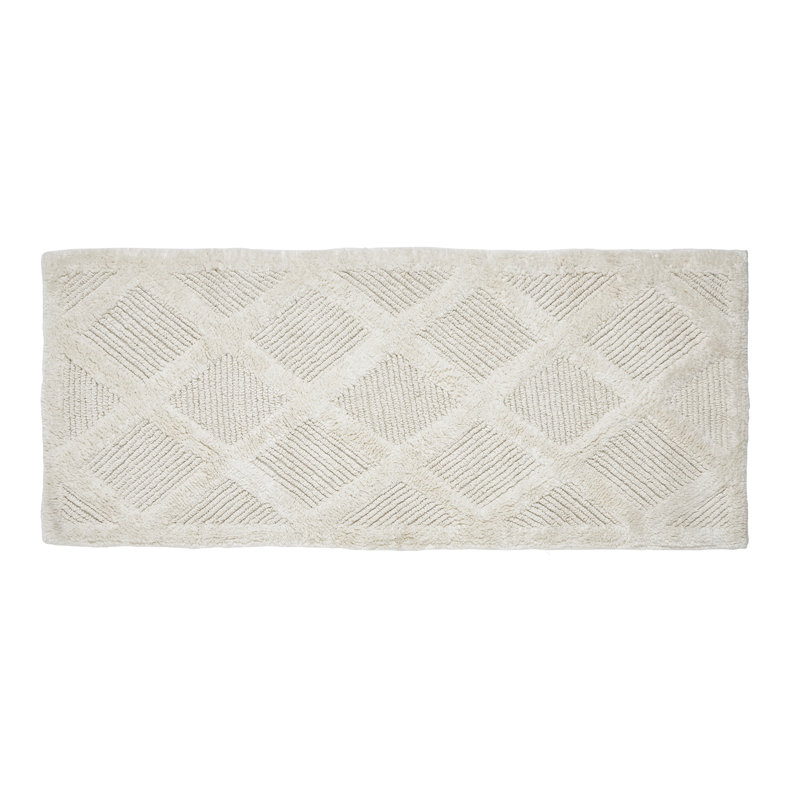 Tapis pour salle de bain en mélange de coton Gerlinda, Ivoire