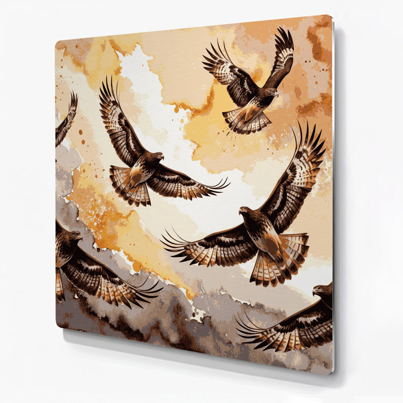 Art mural en métal oiseau, H 8 po x l 8 po