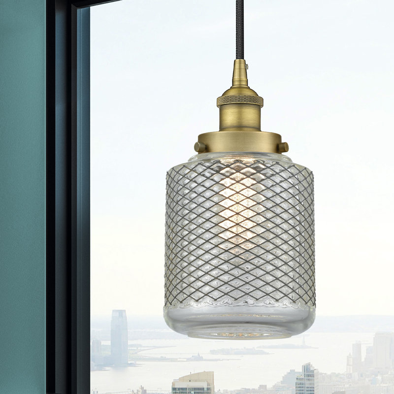 Luminaire suspendu cylindrique à 1 lumière Iyana, Laiton brossé