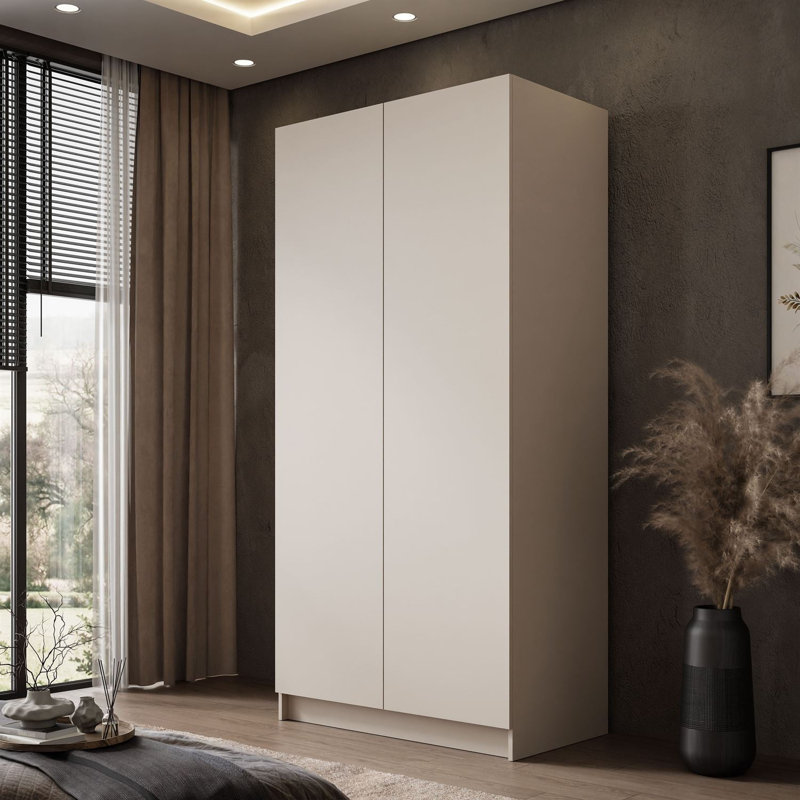 2 Door Manufactured Wood Wardrobe, handle-free opening system