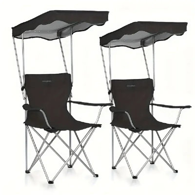 Camping Chair 2 Pack Portable Camping Chair With Canopy, Folding Chair With Canopy, Durable 600D Oxford Canopy Chair For Camping, Beach, Picnics, Fishing & Sports.