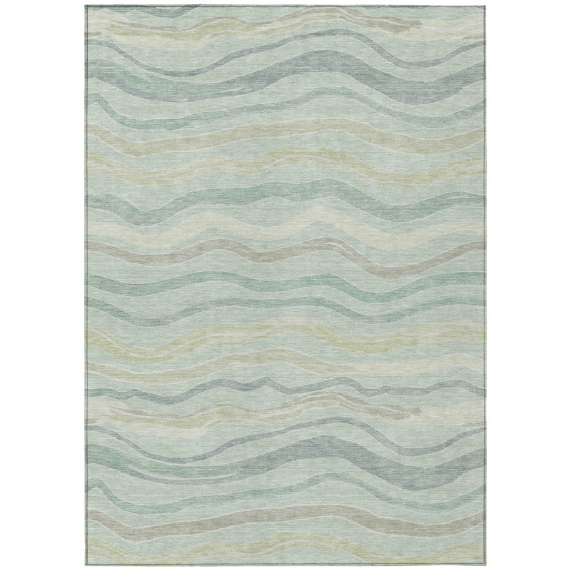 Thalvyn Green Washable Indoor-Outdoor Rug - LOOMLAN, 2'6" x 3'10"