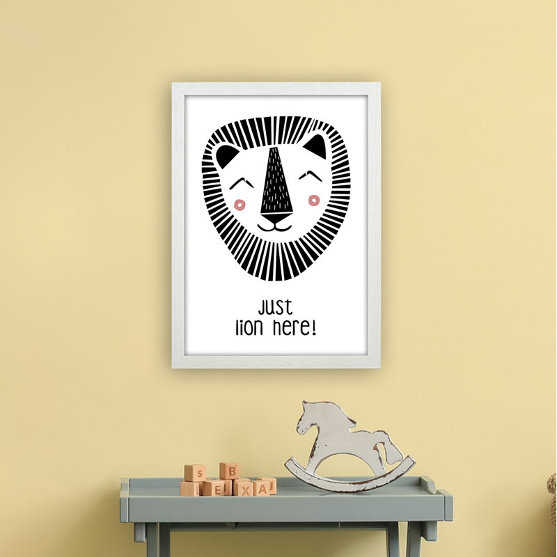 Lion by Miniofmine - Print, 46cm H x 34cm W x 3cm D, Brown Framed