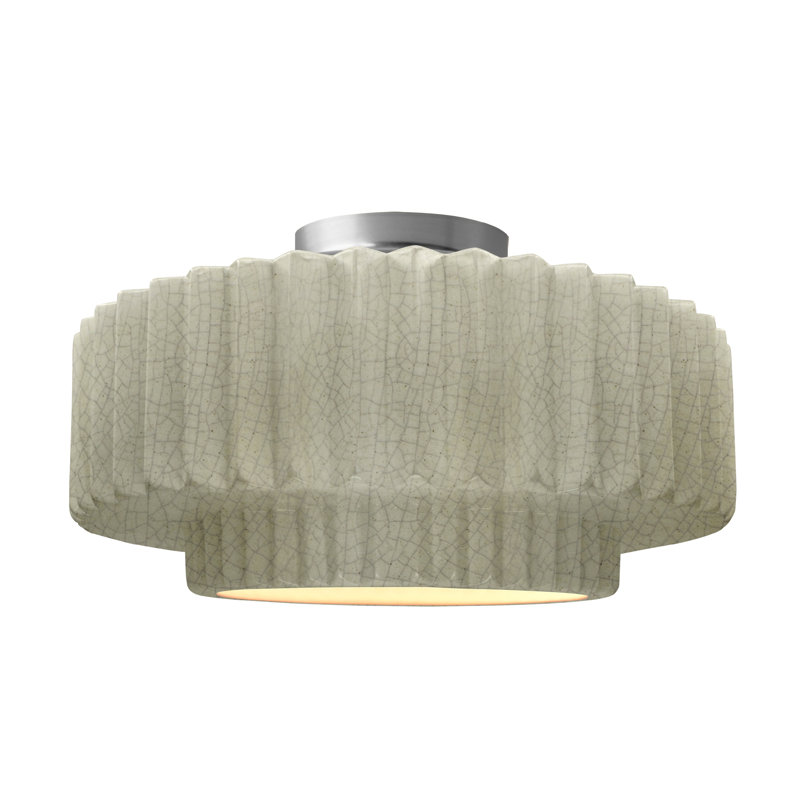Gloss Grey Ceramic Semi-Flush Mount Light with Brushed Nickel Finish