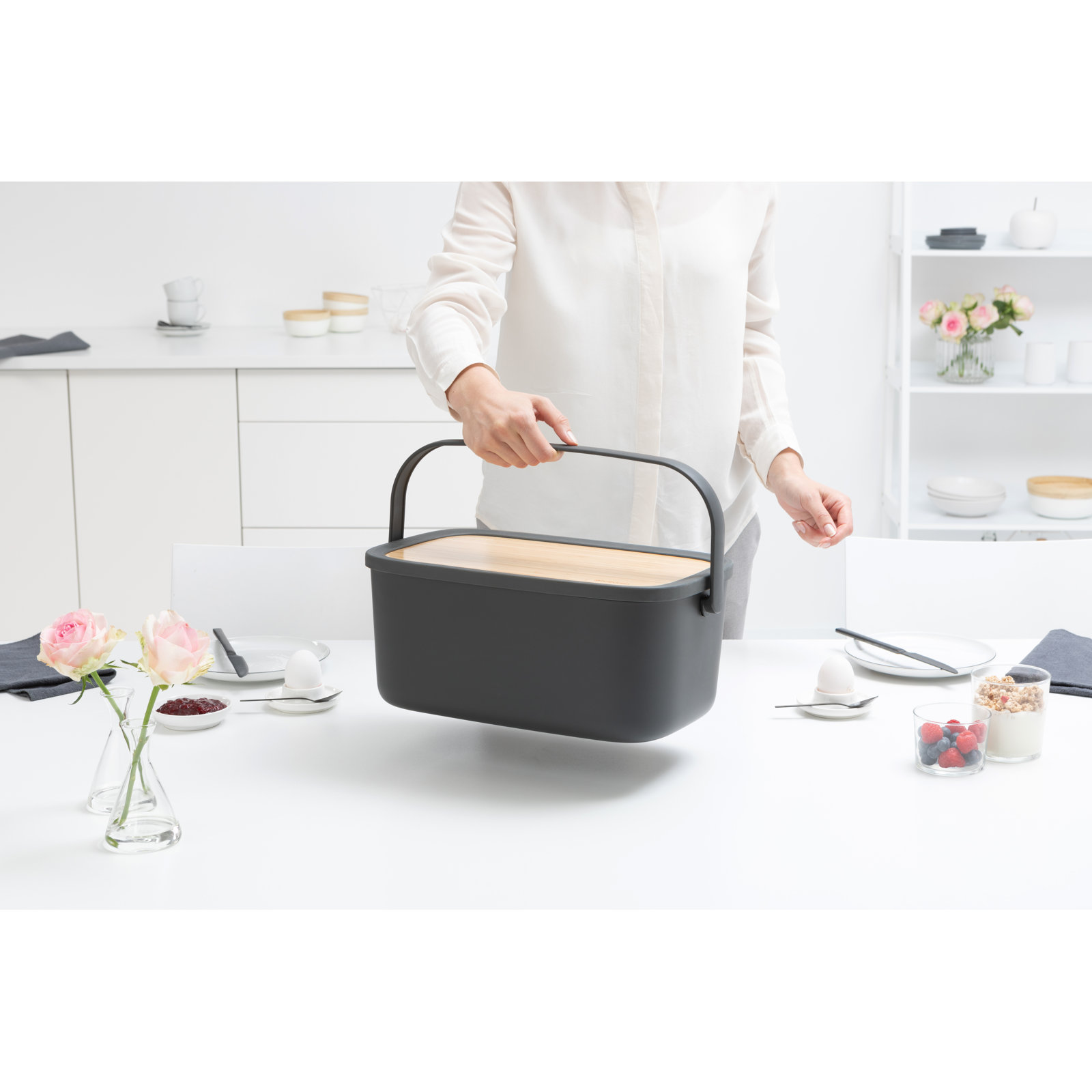 Brabantia Nic Bread Box, Dark Gray