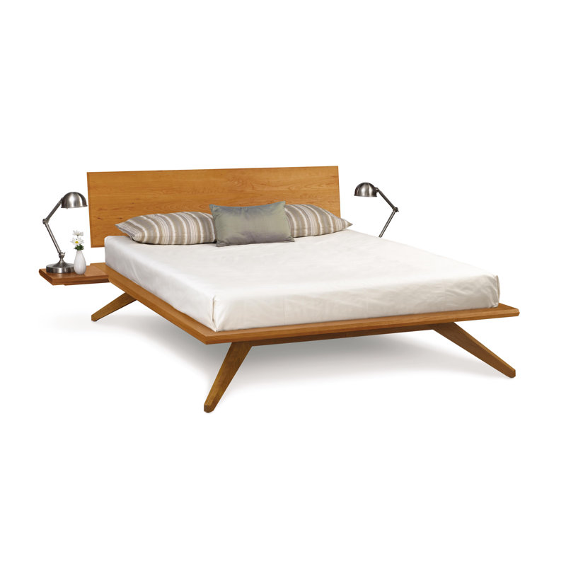 Astrid Solid Wood Platform Bed, King, Natural Cherry, Conventional