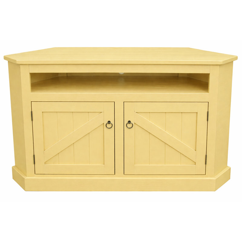 Benji Unfinished Corner TV Stand for TVs up to 65", Yellow
