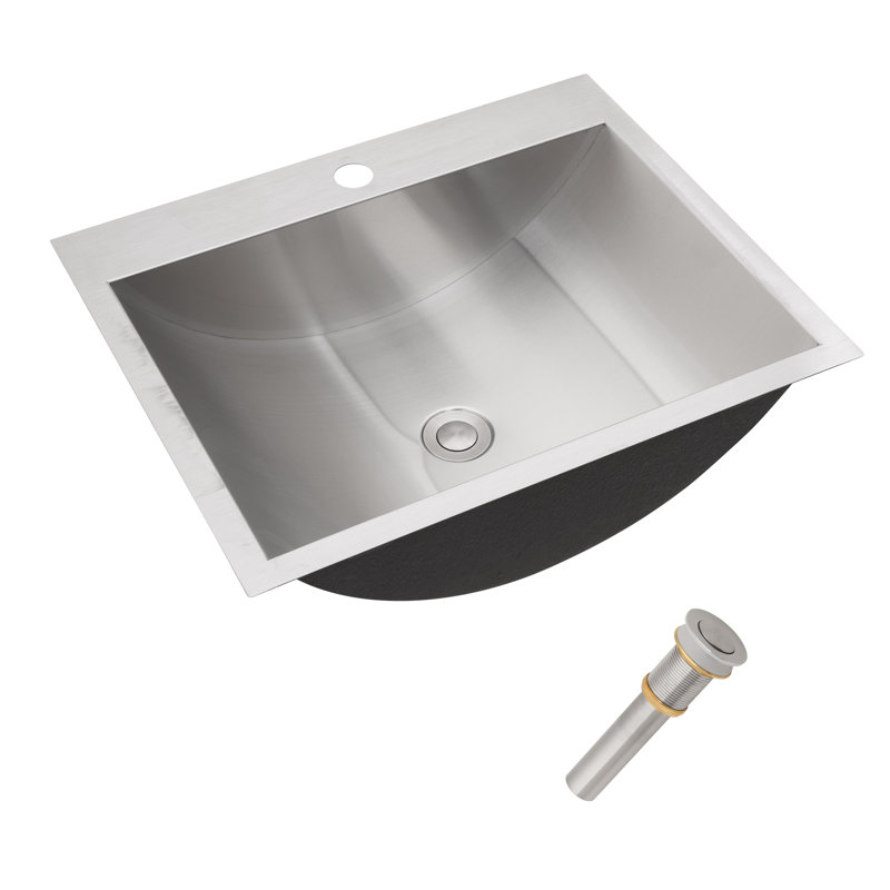 21"x17" Drop-in 16-gauge Stainless Steel Bathroom Sink with Pop Up Drain