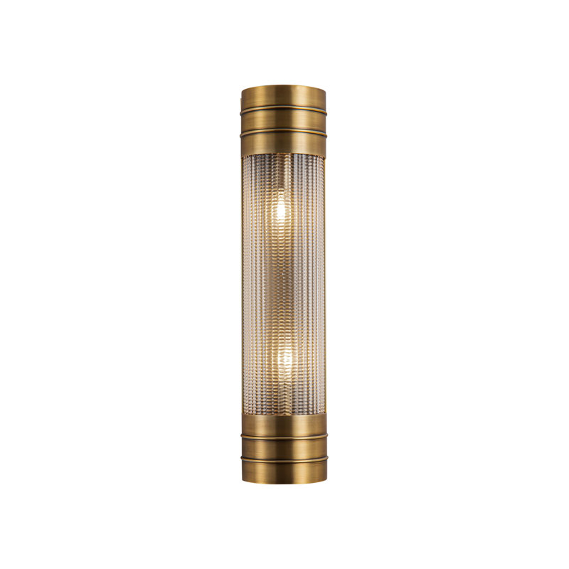 Éclairage pour meuble-lavabo 2 lumières Willard, Laiton rétro, Prismatique transparent