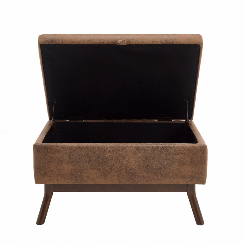Repose-pieds avec rangement Mid-Century, Microfibre café