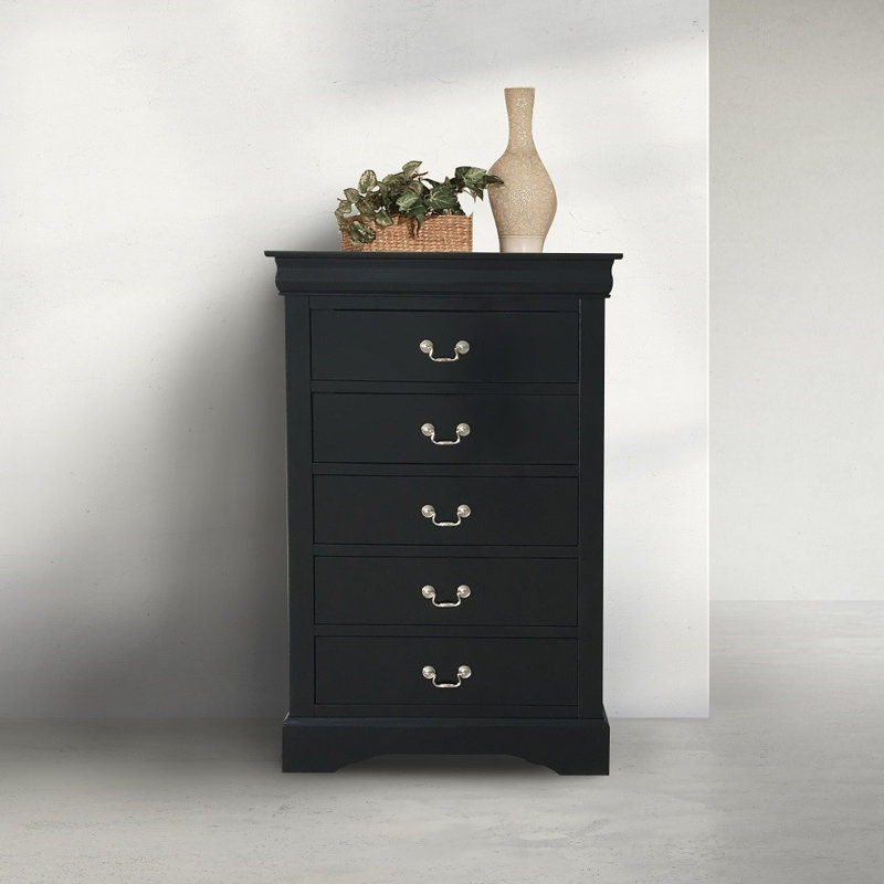Commode à finition cerisier foncé 1pc avec tiroirs en queue d'aronde, Black