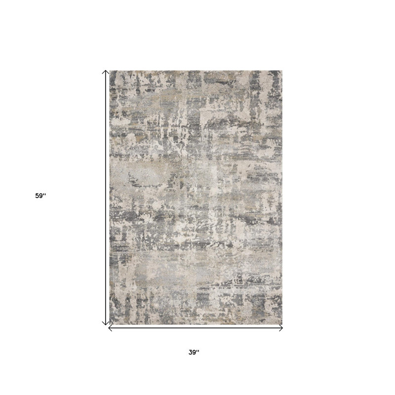 3' X 5' Natural Abstract Area Rug, Rectangle 3'3" x 4'11"