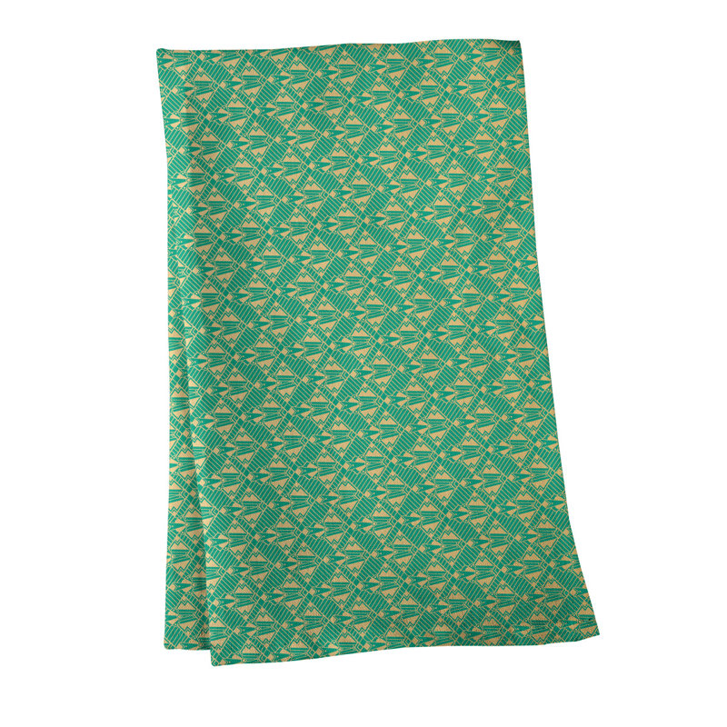Torchon Suoz Classic Art Deco, Polyester sergé, Vert / Jaune