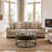 Owen Genuine Leather Round Ottoman-1381695357