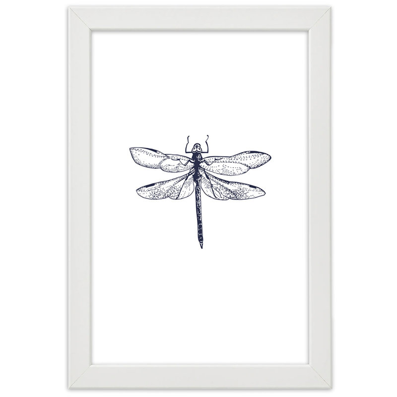 Dragonfly Insect Nature - Single Picture Frame Print, White, 90cm H x 60cm W