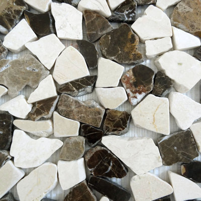 Marble Polished Flat Pebble Mosaic 12" x 12" Designer
