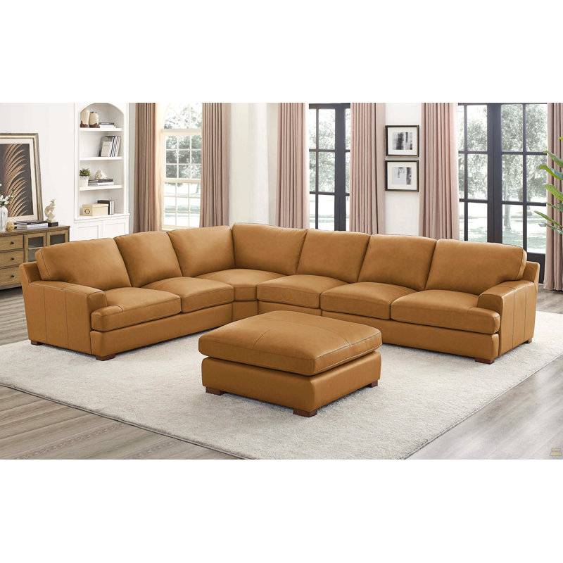 Leather Match Large Seating Modular Sectional