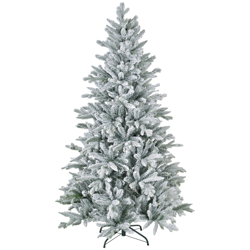 Arbre de Noël artificiel enneigé avec pointes, support en métal pliable, assemblage facile, arbre de Noël articulé pour la maison, le bureau, les Fêtes, vert