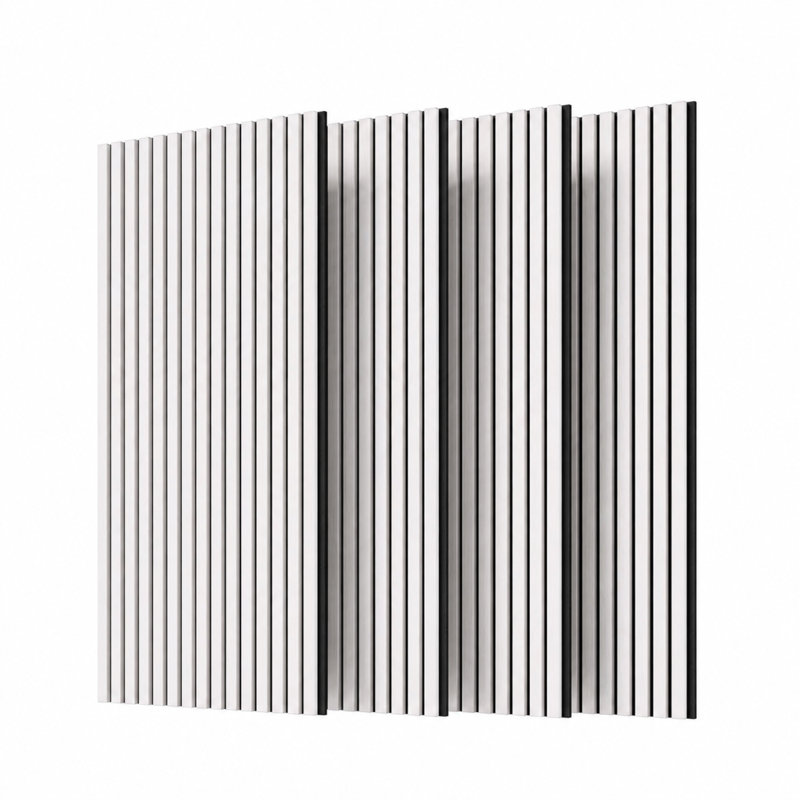 Acoustic Fluted Wood Wall Panels 4 Piece Set for Walls and Ceilings, White