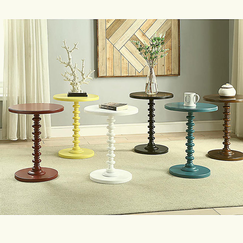 Table d'appoint circulaire blanche en bois, Blanc