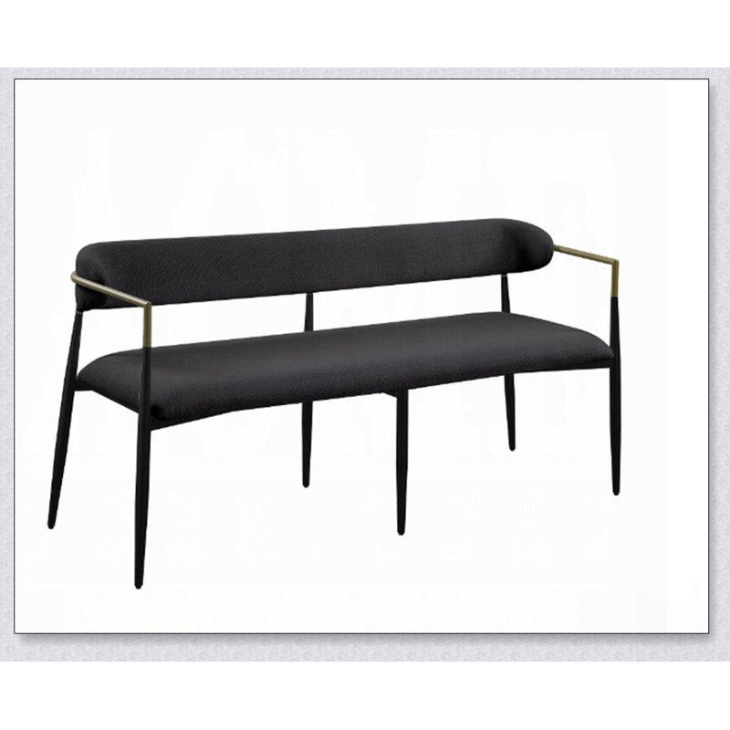 Banc Jaramillo au fini chenille noir avec un design moderne et des sièges confortables, idéal pour les intérieurs contemporains